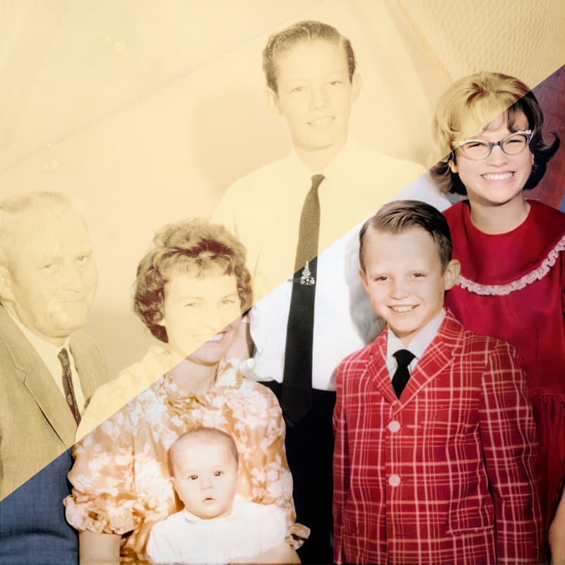 Before and after photo restoration example